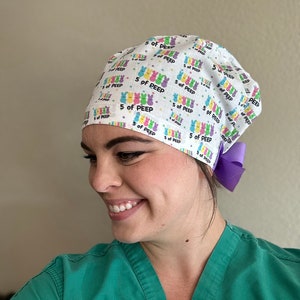 5 of PEEP Scrub Cap, Surgical Scrub Hat, Anesthesia Humor, CRNA, Nurse Anesthesia, Anesthetist, Quick Ship