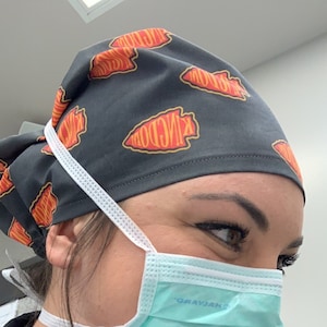 Chiefs Kingdom Arrowhead, Euro Scrub Cap, NFL Football, OR Scrub Cap, Doctor, Nurse, Operating Room Nurse, Emergency Room, Veterinarian