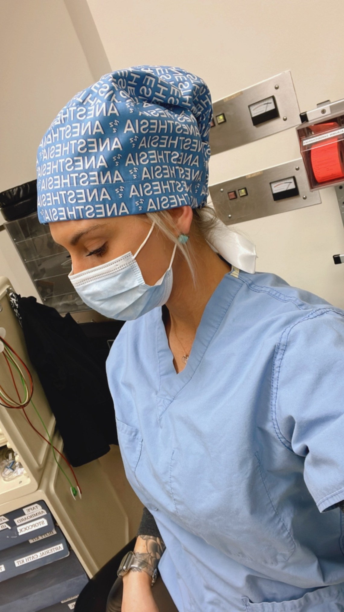 Blue Anesthesia Euro Scrub Cap Anaesthesia OR Anesthetist Etsy