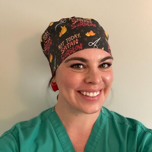 Not today surgeon, not today satan, Scrub Cap, Operating Room, CRNA, Anesthesiologist, Anesthesia, ICU, OR Nurse, Scrub Tech, Surgical Nurse image 2