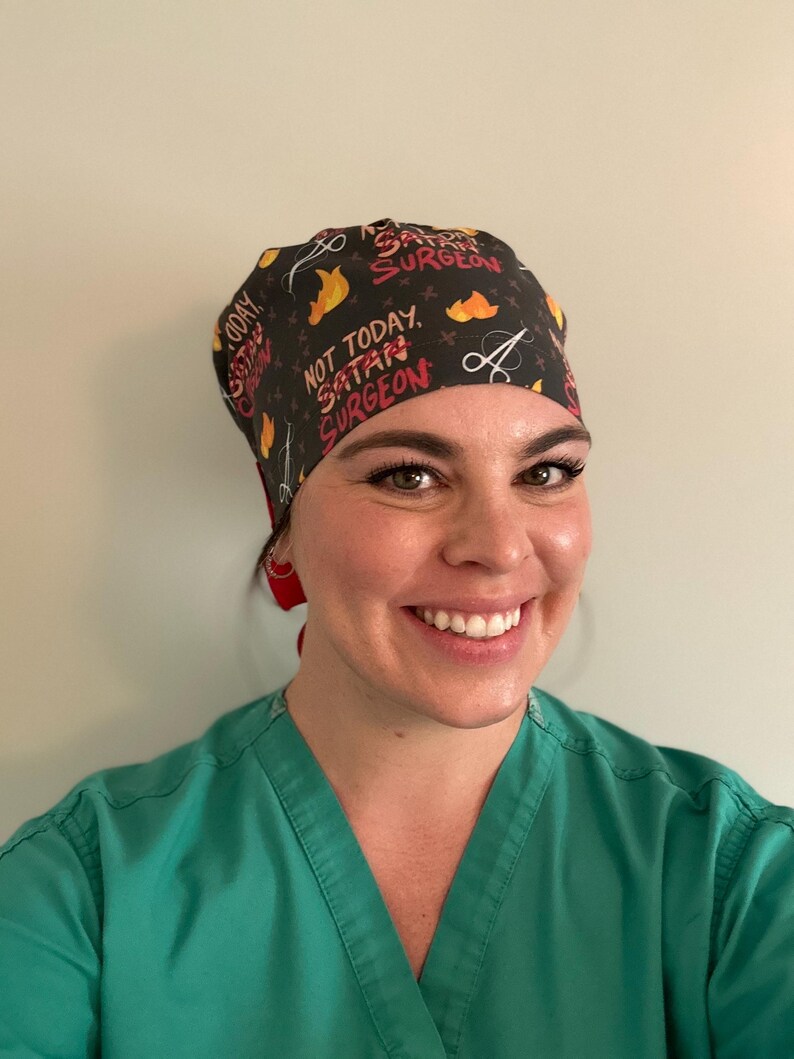 Not today surgeon, not today satan, Scrub Cap, Operating Room, CRNA, Anesthesiologist, Anesthesia, ICU, OR Nurse, Scrub Tech, Surgical Nurse image 2