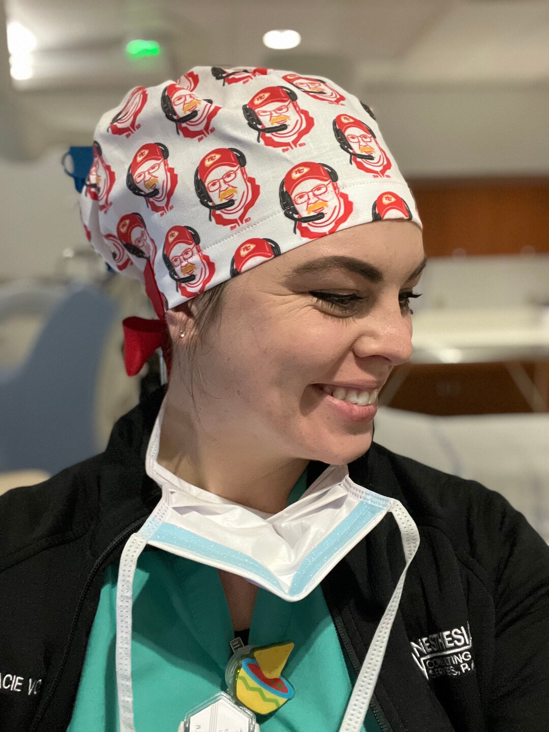 Chiefs Fan, Big Red Scrub Cap, Surgical Scrub Hat, KC, Kansas City