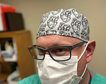 Anatomical Heart Scrub Cap, Scrub Hat, Surgical Scrub Hat, CRNA gift, QUICK SHIP, Cardiologist, Cardiologist nurse, Cardiology