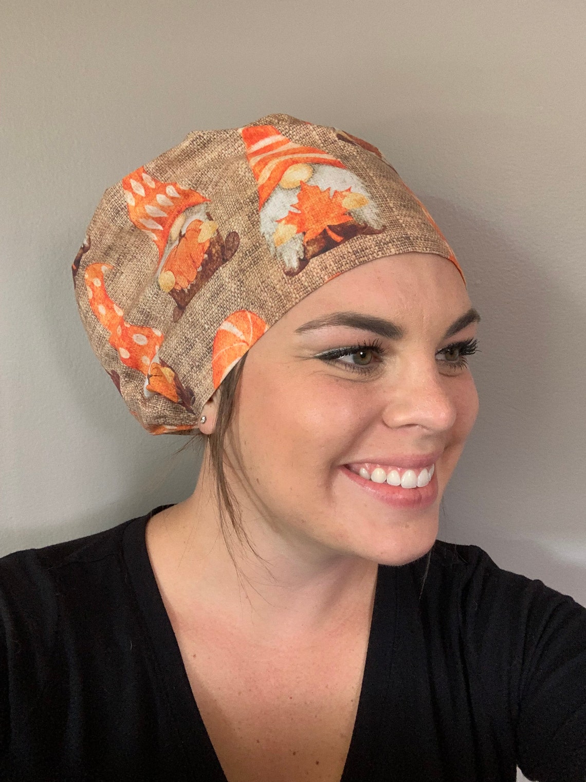 Euro Scrub Cap Fall Cap Fall Scrub Hat Fall Gnomes Fun Etsy