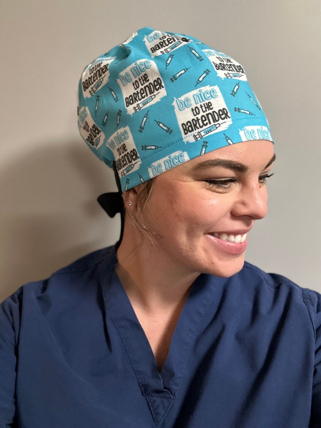 Be Nice to Your Bartender Anesthesia Scrub Cap, Scrub Hat, Surgical