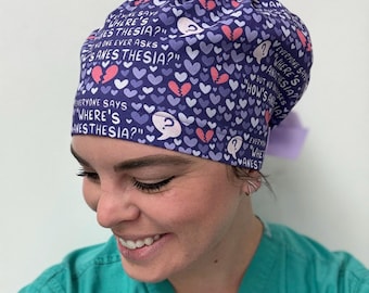 Anesthesia Humor Scrub Cap: Colorful Cotton, Nurse Anesthetist, CRNA