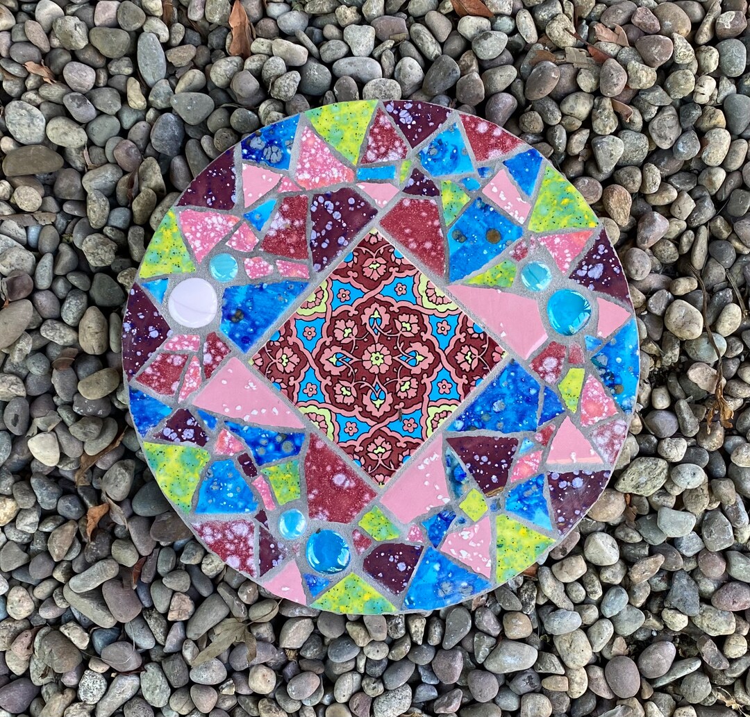 Talavera Mosaic Tile Stepping Stone, Garden Art, Yard Decoration Etsy