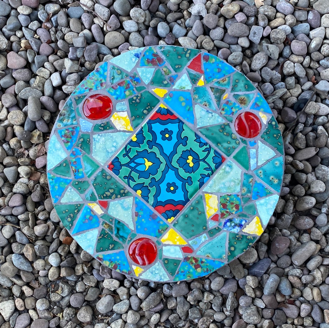 Talavera Mosaic Tile Stepping Stone, Garden Art, Yard Decoration Etsy