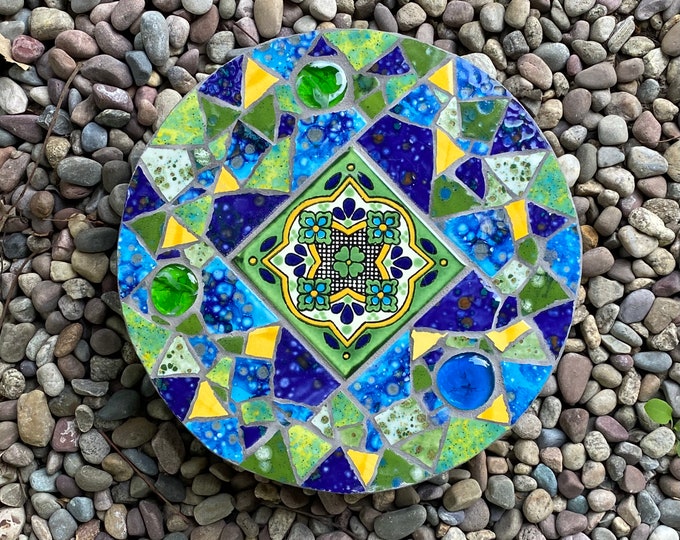 Talavera Mosaic Tile Stepping Stone, Garden Art, Yard Decoration Etsy
