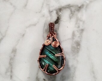 Labradorite Pendant, Wrapped in Copper