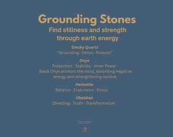 Grounding Stones Printable – Crystal Energy Cards for Meditation, Altar, or Journaling – Instant Digital Download
