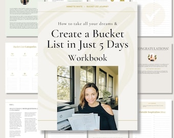 Create Your Bucket List Workbook, Printable Course, Goal Setting Workbook, Planner