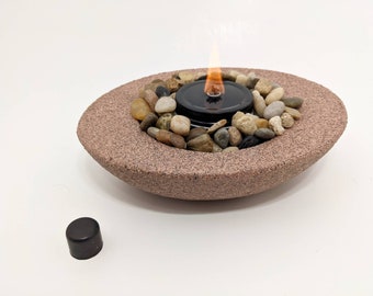 Tabletop Fireplace, Tabletop Fire Bowl, Cabin Decor, Lake House Decor,  Fueled Torch, Closing Gifts, Realtor Gifts - Oval Coral