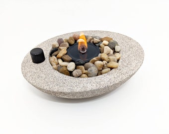 Tabletop Fire Bowl, Housewarming Gift, Fire Pit, Outdoor Fall Decorations, 30th Anniversary Gift- Oval White Sand