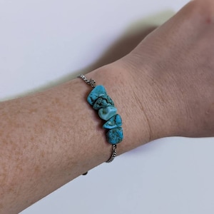 Turquoise Bracelet, Adjustable Bracelet, Dainty Bracelet, Gift for Her, Turquoise Jewelry, Chakra Bracelet, Silver Bracelet, Hypoallergenic