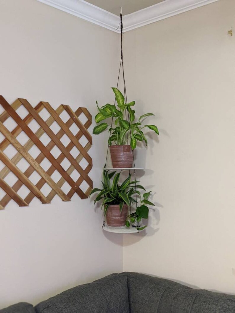 Concrete Hanging Shelf Macrame Plant Shelf Ceiling Shelf Etsy