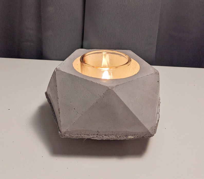 Concrete Candle Holder / Concrete Candle / Concrete Decor for Etsy