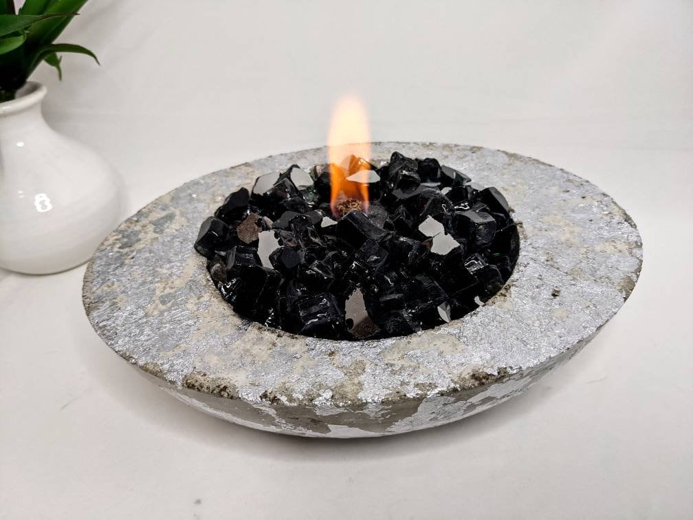 Cuenco de fuego de mesa de hormigón de plata con foso de fuego | Etsy