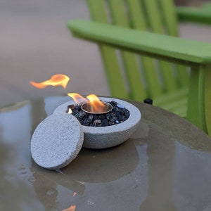 Fire Pit - Personalized Gift - Family Gift - Tabletop Fire - Christmas Gift - Light Grey