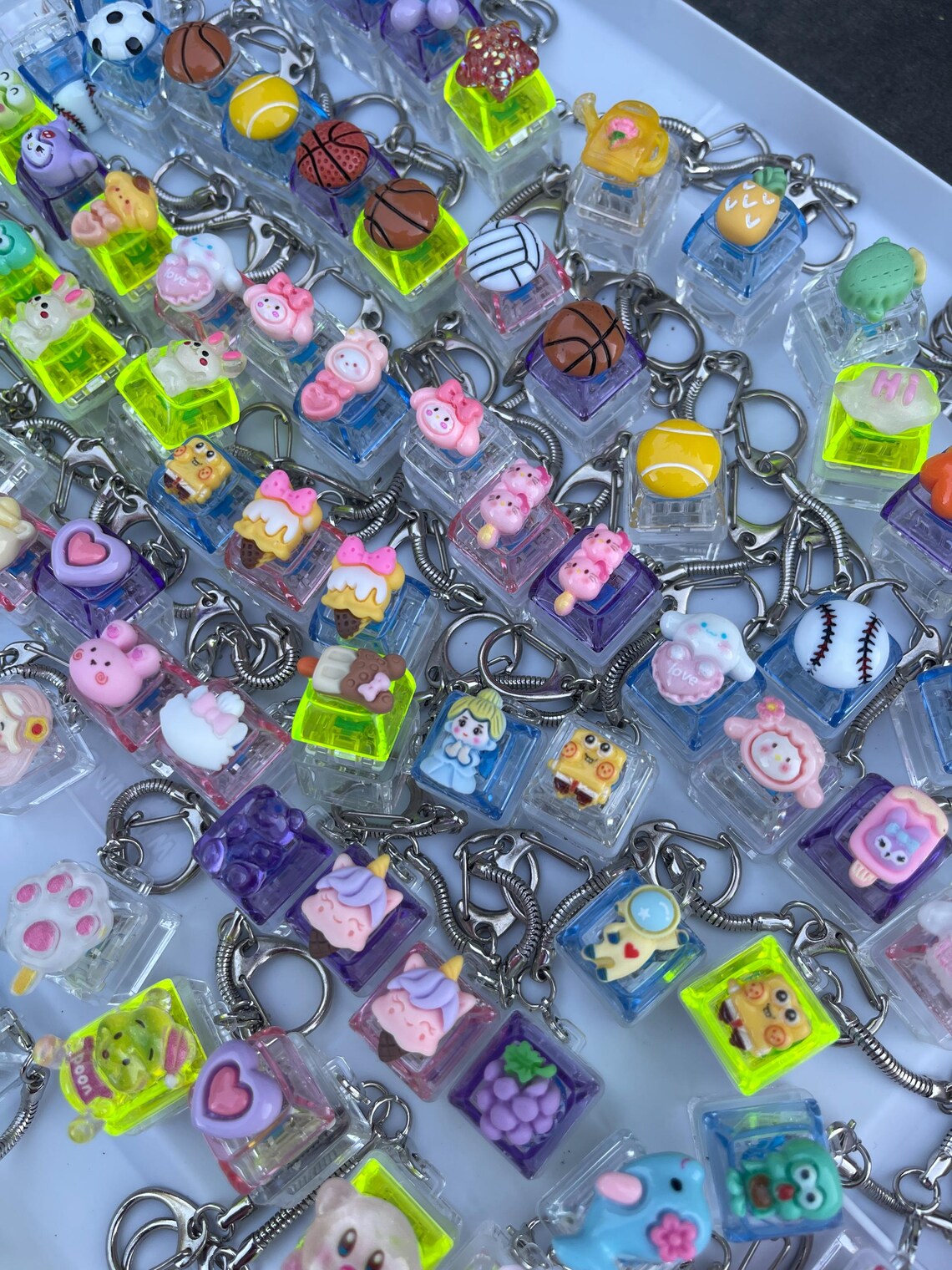 Super Cute Mechanical Keyboard Fidget Keychain With Charms - Stress ...