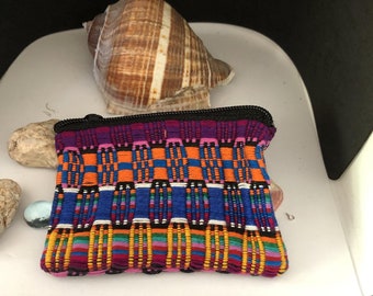 Handmade Mazatlan, Mexico Change or makeup bag, Bohemian Style, 4 x 3 With A Zipper, Made in Mazatlan Mexico