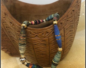 Bohemian Bracelet, Handmade Rolled From Vintage Paper, Recycled Paper, Jewelry, Hand Designed.