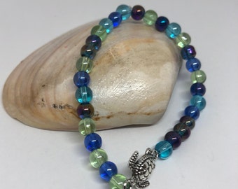Sea Turtle Charm Bracelet: Beaded Unisex Jewelry