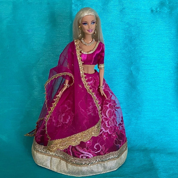 Lehenga voor barbies van 11,5 tot 12 inch. Indiase kleding voor Barbie