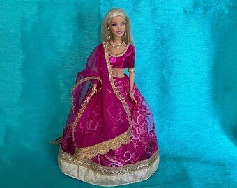Lehenga voor barbies van 11,5 tot 12 inch. Indiase kleding voor Barbie