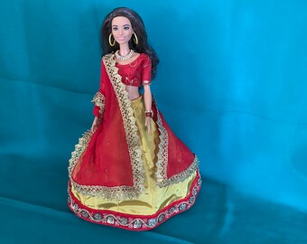 Lehenga voor barbies van 11,5 tot 12 inch. Indiase kleding voor Barbie