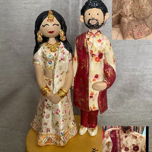 Custom Clay Indian Wedding Cake Topper: Saree, Lehenga, Sherwani