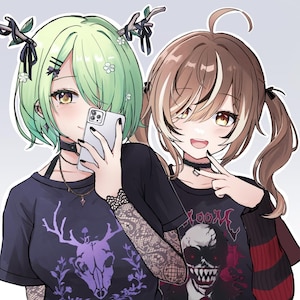 Hololive Goth Fauna and Mumei Print 11x17&quot;