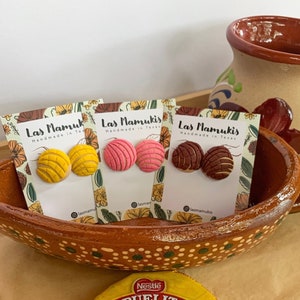 Concha Clay Earrings | Pan Dulce Clay Earrings | Mexican Sweet Bread Earrings | Handmade Polymer Clay Earrings | Nickel Free
