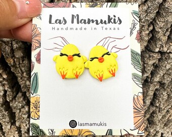 Yellow Chick Studs | Cute Spring Earrings | Easter Chick Earrings | Handmade Polymer Clay Studs | Easter Basket Gift | Nickel Free