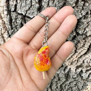 Mango con Chile Keychain | Mexican Candy Keychain | Mexican Food Accessory | Handmade Polymer Clay Keychain | Miniature Food | Latinx Gift