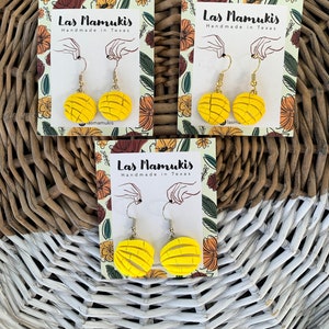 Yellow Concha Dangles | Mexican Pan Dulce Earrings | Handmade Polymer Clay Earrings | Nickel Free