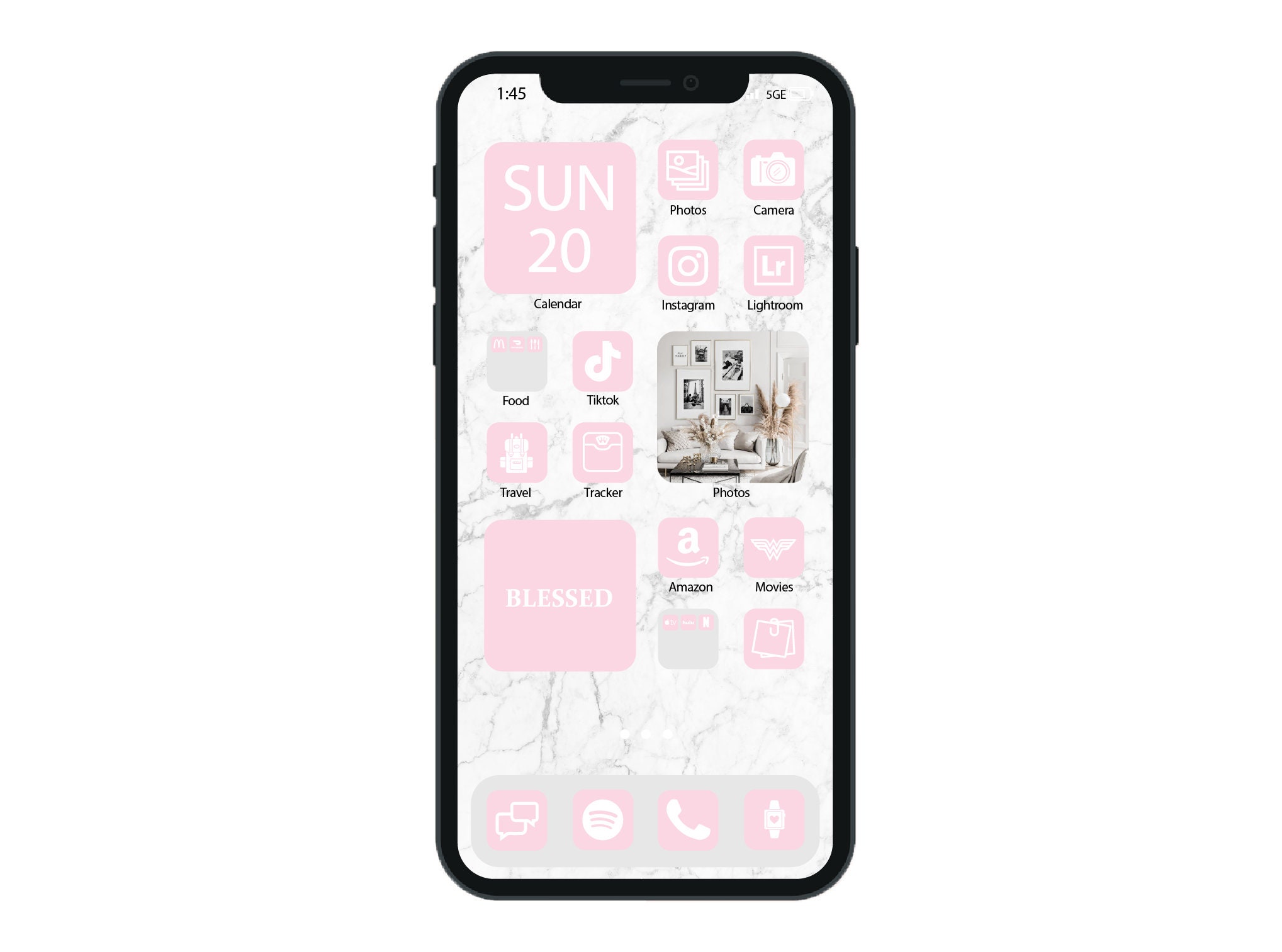 App Icons Ios 14 Light Pink and White Icon Packs IOS 14 Etsy