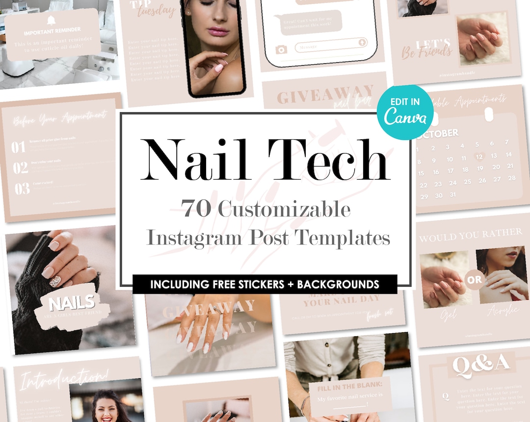 Editable Instagram Post Templates Canva, Nail Tech Posts, Canva ...