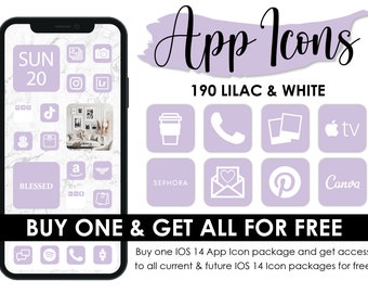 App Icons, Ios 14, Purple and White Icon Packs, IOS 14 Widgets, Aesthetic IOS Home Screen, IOS 14 App Cover, Icon Pack, Widgetsmith, Icons