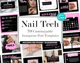 Bearbeitbare Instagram Post Vorlagen Canva, Nail Tech Posts, Canva Templates, Pink, Beauty Templates, Nails,Design,Engagement Templates,Zitate