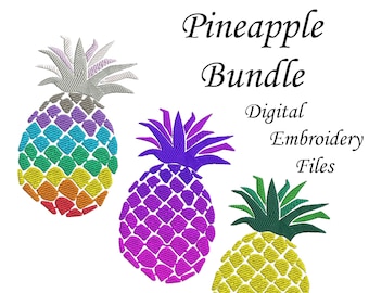 Pineapple Bundle Rainbow Traditional Purple Embroidery Design Machine 4x4 5x7 8x10 instant download Simply Kraftsy Design
