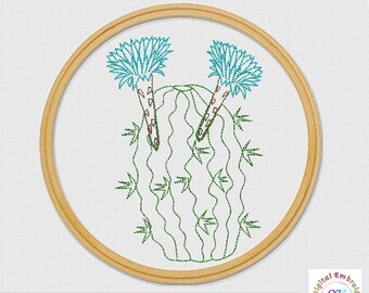 Art Deco Flowers - Design #9 Machine Embroidery File - Multi Color or Single Color - PES, HUS, VIP plus more formats