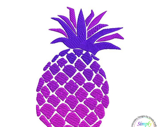 Purple Pineapple Embroidery Design Machine 4x4 5x7 8x10 instant download Simply Kraftsy Design