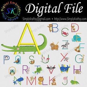 Digitaal borduurbestand lettertype Simple Animals Monogram