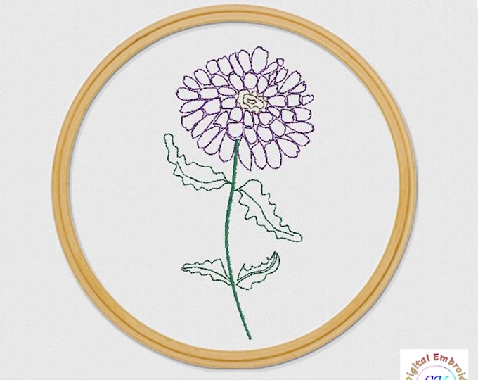 Art Deco Flowers - Design #7 Machine Embroidery File - Multi Color or Single Color - PES, HUS, VIP plus more formats