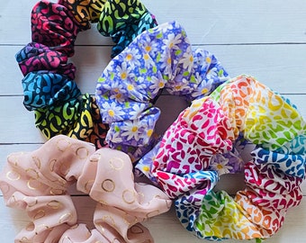 Hair Scrunchie Shiny large animal prints Summer colors hair ties