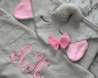 Custom Elephant hooded towel.Personalized baby towel.Custom embroidery Name or Initials