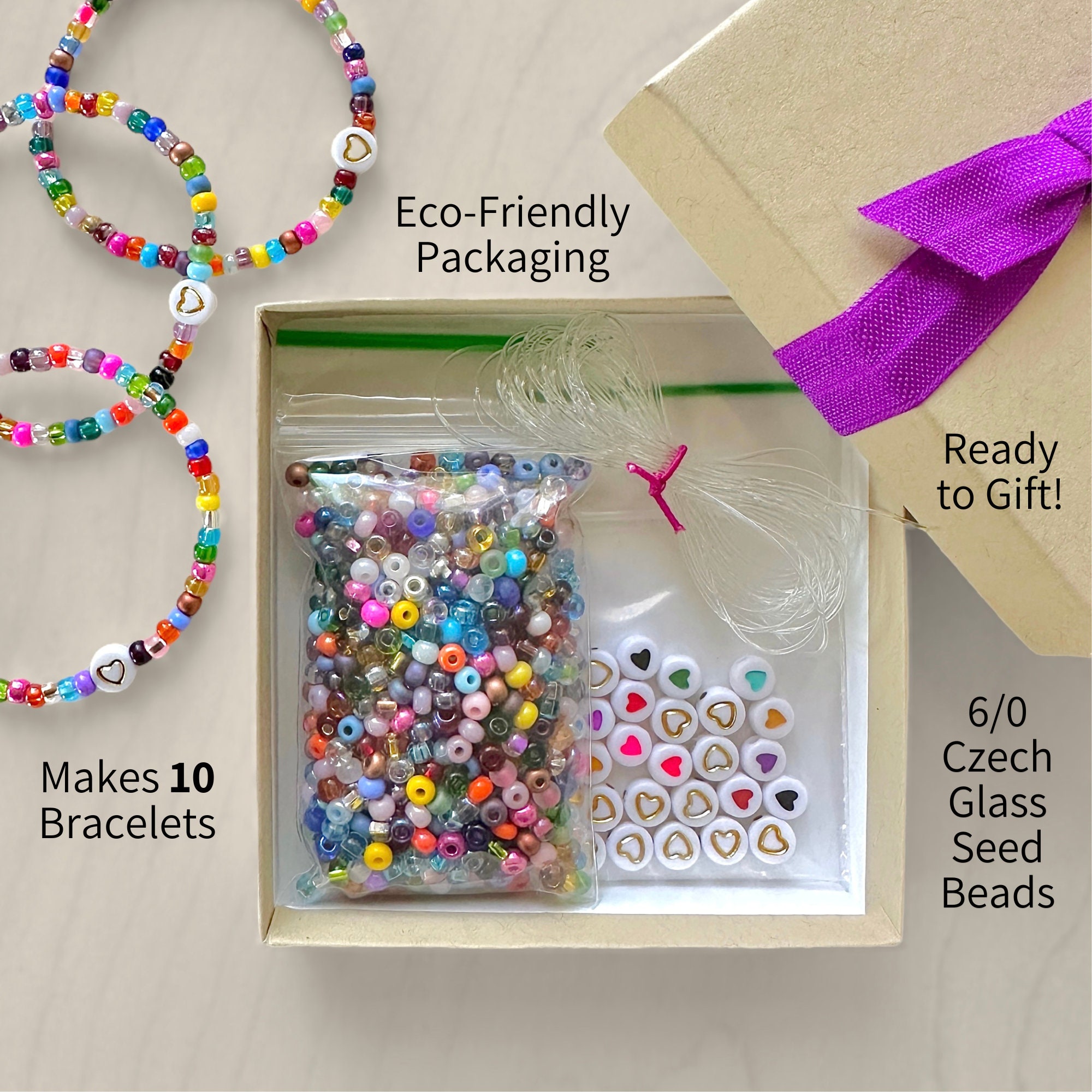 x12 Bracelet Jewellery Making Kit for Girls Teens Adults DIY Craft  Beginners Gift Set Heishi Flat Clay & Wood Beads