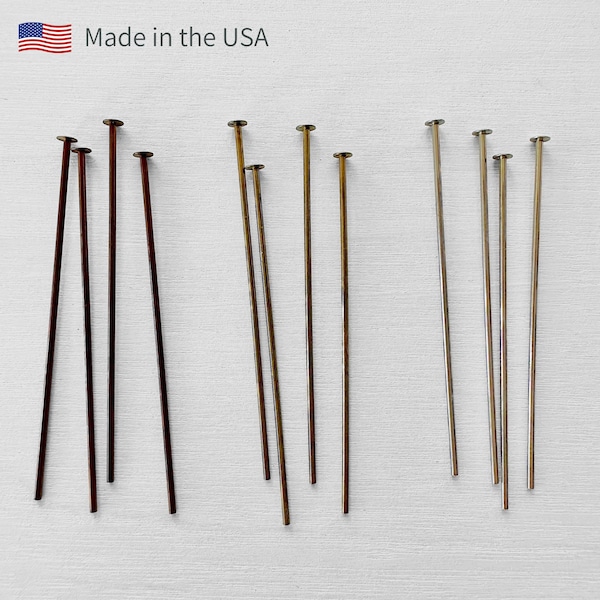 Niobium Head Pins, Brass Head Pins, Niobium Jewelry Findings, Earring Findings, Head Pins for Jewelry Making, Made in the USA, 20 Pieces