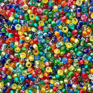 11/0 Miyuki Bead Mix: Circus (20g) with Silver Lined Beads in Rainbow Colors